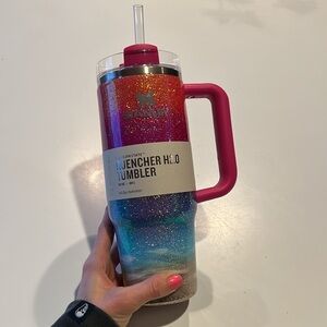 Authentic glitter custom Stanley sunset beach pink 30oz quencher SUPER GLITTERY